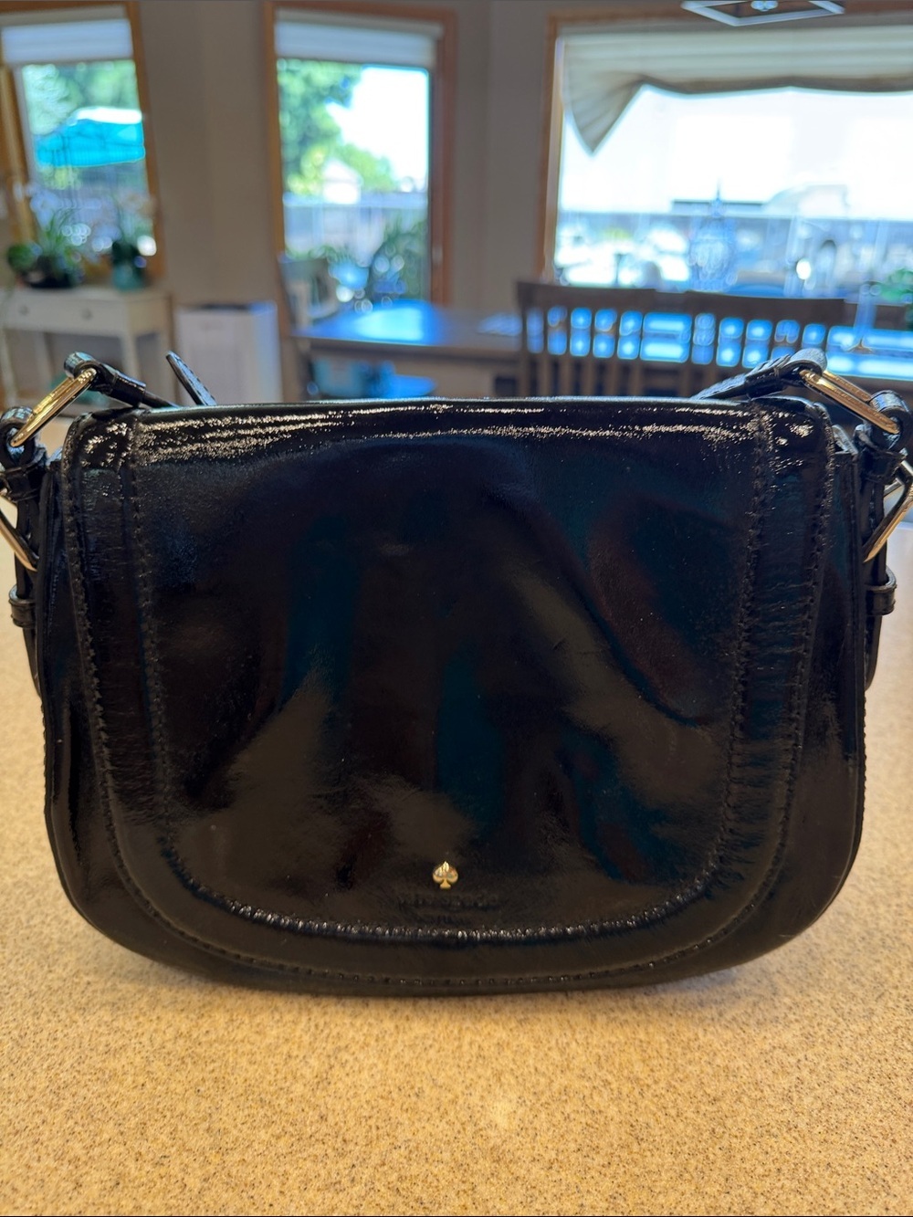 kate spade Black Patent Leather Crossbody with Gold Hardware